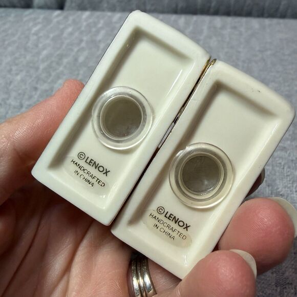 Lenox Christmas Sleigh Salt Pepper Shakers Purple Crystals Bone China NEW - Picture 6 of 7